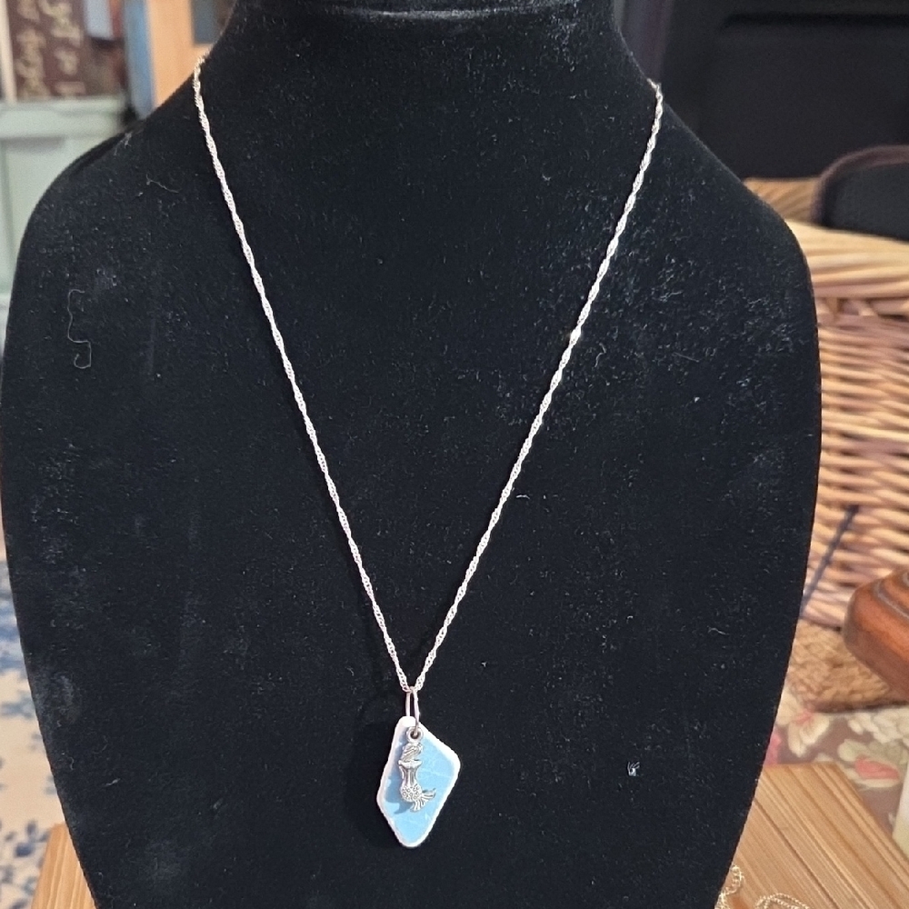 Handmade Maine Seaglass Pottery Necklace